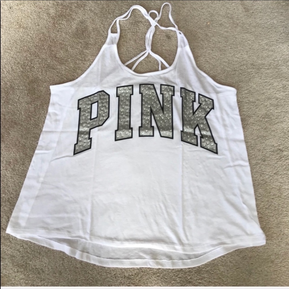 VS PINK BLING STRAPPY BACK TANK SZ Lg
